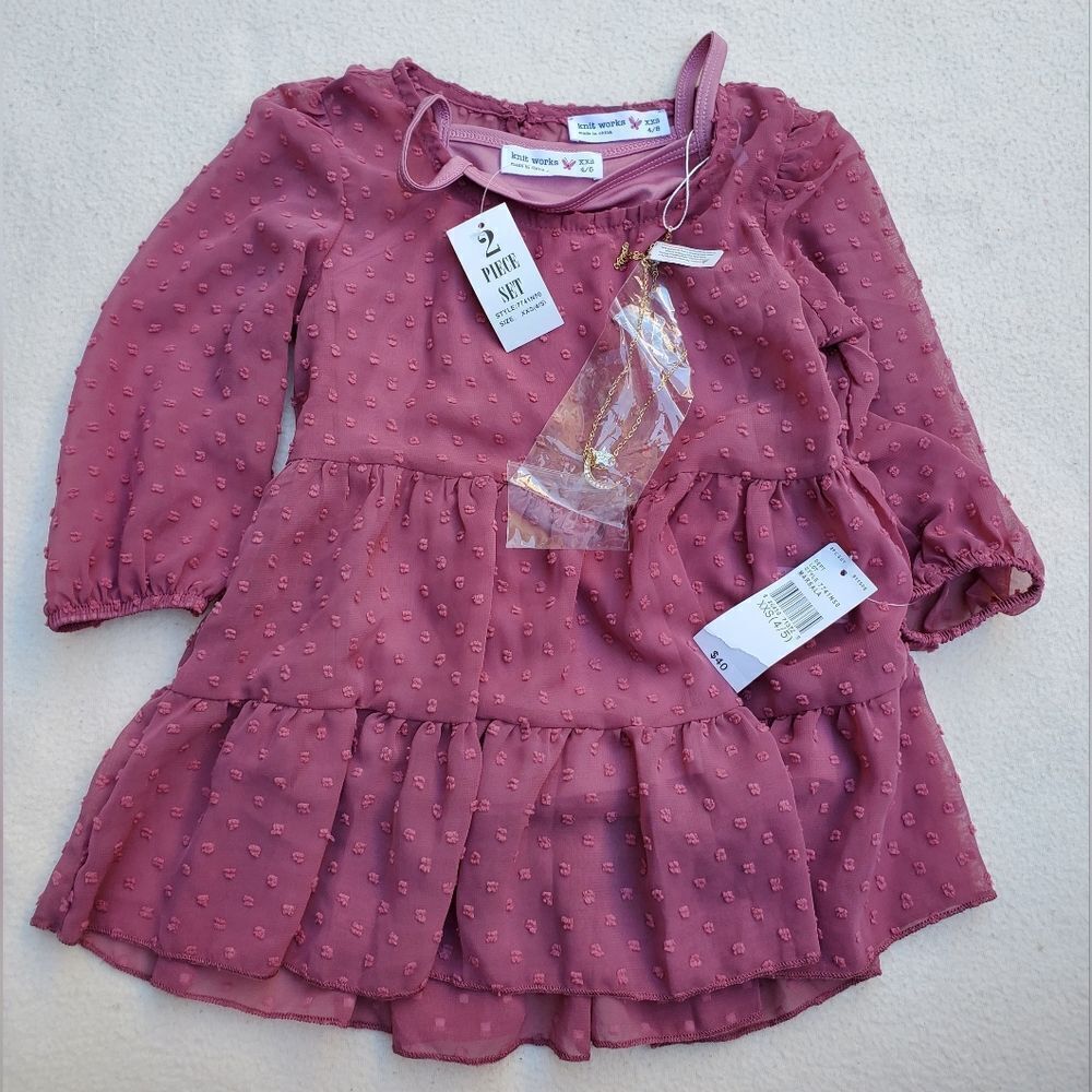 Knit Works Babydoll Top and Necklace Size XXS (4/5)